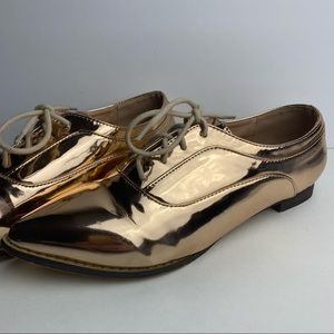 Chase + Chloe Rose Gold Faux Leather Oxfords